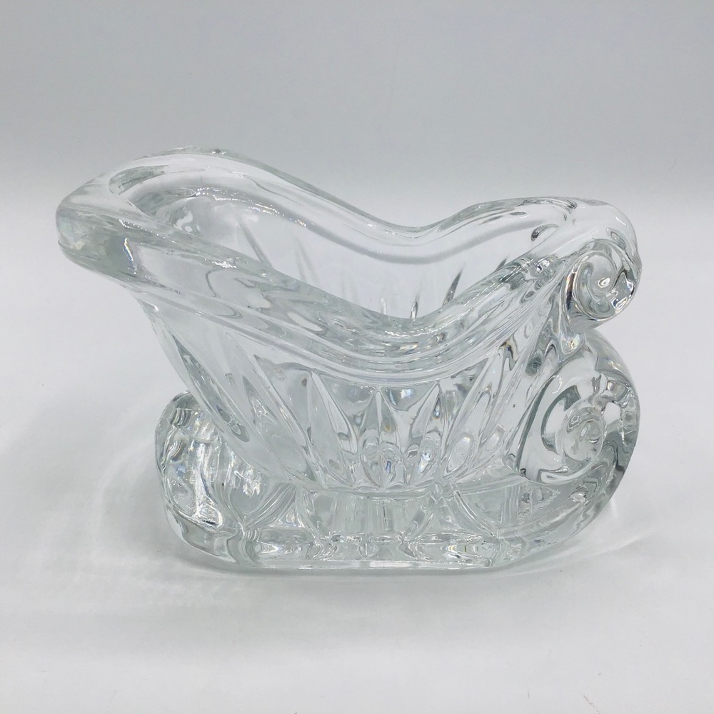 CRYSTAL Sleigh Votive Candle Holder Centerpiece Winter Christmas Holiday Table - Picture 1 of 7